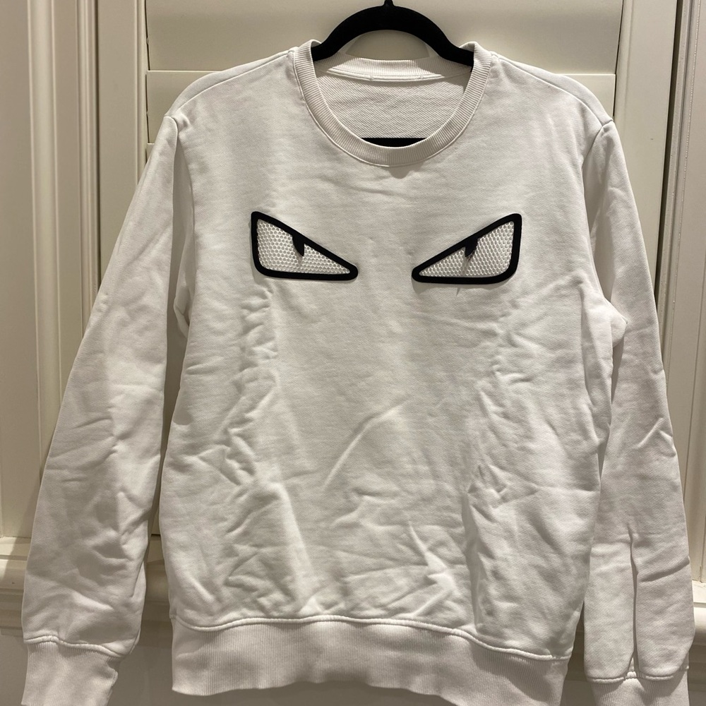 Fendi Black and White Crewneck Sweater with Bold Graphic
